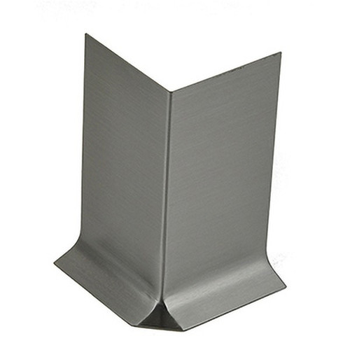 4.75'' x 2.5'' x 2.5'' - 3/8'' Radius, 20ga, Brushed Stainless Steel Base Molding (Outside Corner)