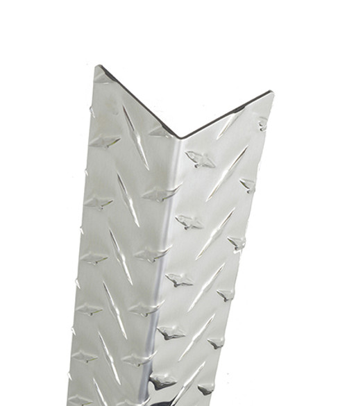 Aluminum Diamond Plate Corner Guard, 24in x 3.5in x 3.5in, 063 ga, 90 Degree, Basic, Diamond Plate, Satin 4 Brushed Finish Aluminum Diamond Plate Corner Guard, 24in x 3.5in x 3.5in, 063 ga, 90 Degree, Basic, Diamond Plate, Satin 4 Brushed Finish