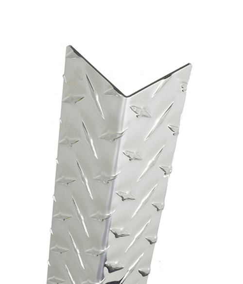 Aluminum Diamond Plate Corner Guard, 36in x 4in x 4in, 063 ga, 90 Degree, Basic, Diamond Plate, Satin 4 Brushed Finish