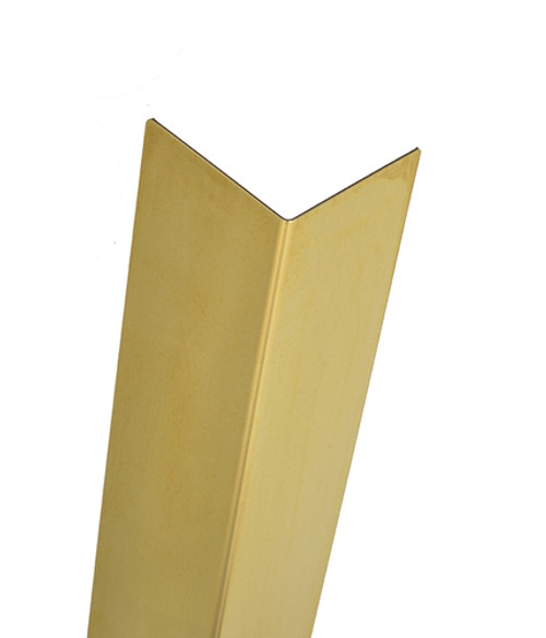 Brass Corner Guard, 24in x 1.5in x 1.5in, 040 ga, 90 Degree, Basic, Muntz, Mirror 8 Polished Finish Brass Corner Guard, 24in x 1.5in x 1.5in, 040 ga, 90 Degree, Basic, Muntz, Mirror 8 Polished Finish