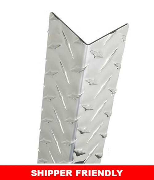 Aluminum Diamond Plate Corner Guard, 94in x 0.75in x 0.75in, 063 ga, 90 Degree, Basic, Diamond Plate, Satin 4 Brushed Finish