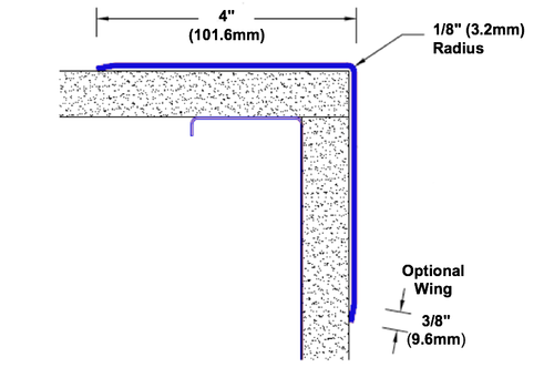 72in x 4in x 4in - 90 Degree, 125, Tread Brite, Mirror Finish, Aluminum Diamond Plate Corner Guard - Cad Drawing - Width 72in x 4in x 4in - 90 Degree, 125, Tread Brite, Mirror Finish, Aluminum Diamond Plate Corner Guard - Cad Drawing - Width