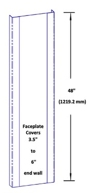 48'' x 1.5'' x 3.5'' x 1.5'' - 90 Deg, 16ga, Type 304, Satin #4 Finish, 3 Piece Stainless Steel End Wall Cap