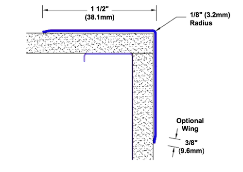 72in x 1.5in x 1.5in - 90 Degree, 125, Tread Brite, Mirror Finish, Aluminum Diamond Plate Corner Guard - Cad Drawing - Width 72in x 1.5in x 1.5in - 90 Degree, 125, Tread Brite, Mirror Finish, Aluminum Diamond Plate Corner Guard - Cad Drawing - Width