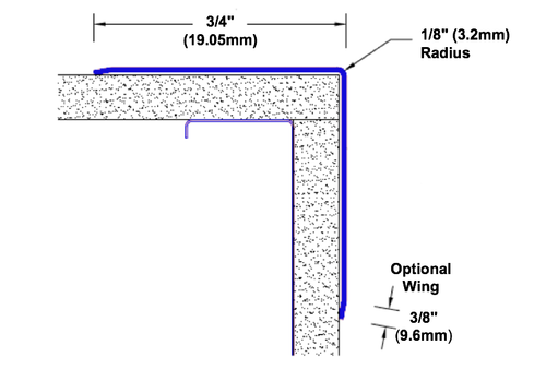 60in x 0.75in x 0.75in - 90 Degree, 125, Tread Brite, Mirror Finish, Aluminum Diamond Plate Corner Guard - Cad Drawing - Width 60in x 0.75in x 0.75in - 90 Degree, 125, Tread Brite, Mirror Finish, Aluminum Diamond Plate Corner Guard - Cad Drawing - Width