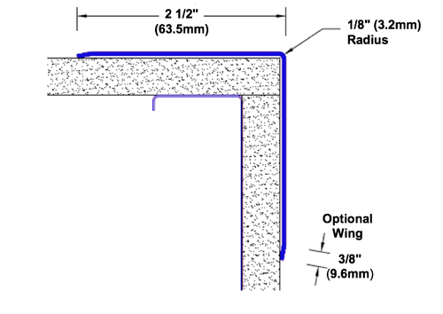 72in x 2.5in x 2.5in - 90 Degree, 125, Tread Brite, Mirror Finish, Aluminum Diamond Plate Corner Guard - Cad Drawing - Width 72in x 2.5in x 2.5in - 90 Degree, 125, Tread Brite, Mirror Finish, Aluminum Diamond Plate Corner Guard - Cad Drawing - Width