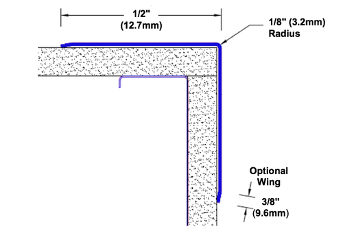 108in x 0.5in x 0.5in - 90 Degree, 125, Tread Brite, Mirror Finish, Aluminum Diamond Plate Corner Guard - Cad Drawing - Width 108in x 0.5in x 0.5in - 90 Degree, 125, Tread Brite, Mirror Finish, Aluminum Diamond Plate Corner Guard - Cad Drawing - Width