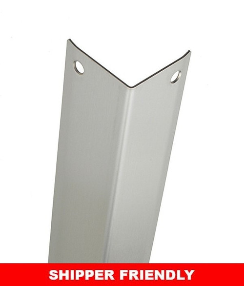 Stainless Steel Corner Guard, 48in x 2in, 16 ga, 90 Degree, w/Wings and Holes, Type 304, Satin 4 Brushed Finish