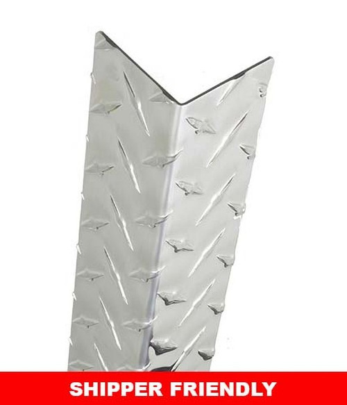 Aluminum Diamond Plate Corner Guard, 94" x 2in x 2in, 063 ga, 90 Degree, Basic, Diamond Plate, Satin 4 Brushed Finish