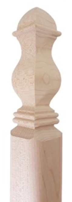 Wooden Corner Guard - 48in Long x 1 1/2in Wide - Square Traditional with Both Ends Turned - Soft Maple Wooden Corner Guard - 48in Long x 1 1/2in Wide - Square Traditional with Both Ends Turned - Soft Maple
