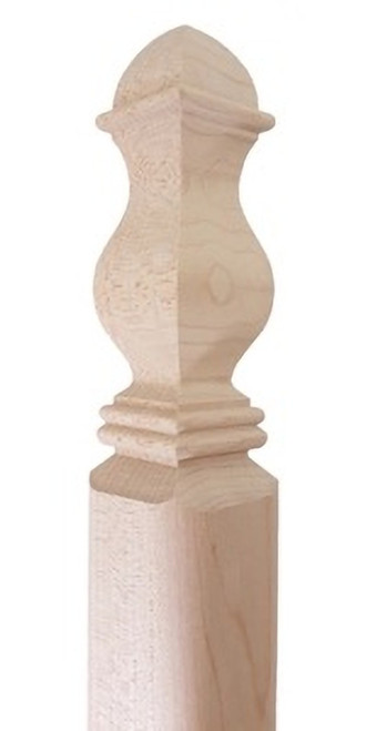 Wooden Corner Guard - 48in Long x 1 1/2in Wide - Square Traditional with Both Ends Turned - Soft Maple