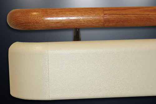 12ft x 4in - BR-4EWV Foundation Vinyl Bumper Over Maple Wood Handrail w/ Elliptical Handgriped Cantilever - Pawling 12ft x 4in - BR-4EWV Foundation Vinyl Bumper Over Maple Wood Handrail w/ Elliptical Handgriped Cantilever - Pawling