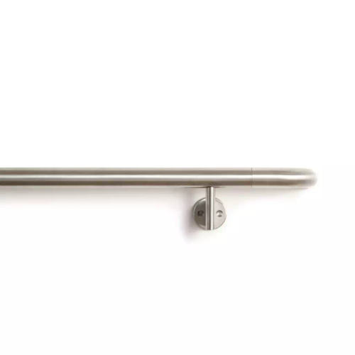 3in - 1.5in - 3in - Stainless Steel Single-Line Handrail with Round Grip, Continuous Aluminum Retainer & Inside/Outside Corners - CS Group