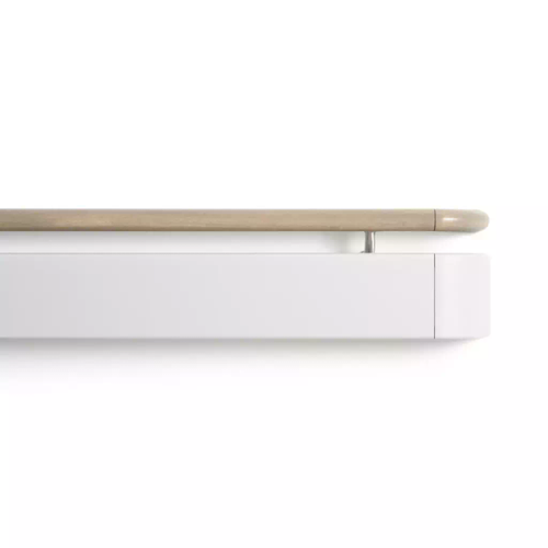 4in × 1.5in × 3in – PVC-Free Acrovyn® Shadowgrain Handrail/Crash Rail with Round/Oval Wood Grip, Dual Cantilevered Stainless Steel Brackets & Continuous Aluminum Retainer – CS Group