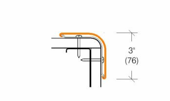 12ft x 3in, 90 Deg - CG-30 Bullnose Surface Mount Corner Guard - Pawling - Profile