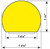 Round Surface Protector, 16ft x 1.56in with Self-Stick Adhesive, Black-Yellow - Dimensions