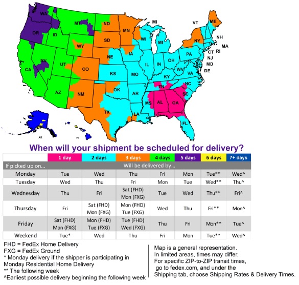 fedex zone chart shipping from texas