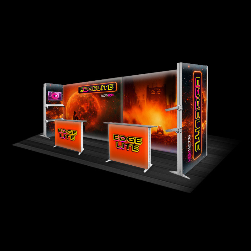 Edgelite 20ft. Backlit Trade Show Booth Backdrop Wall + Pillars