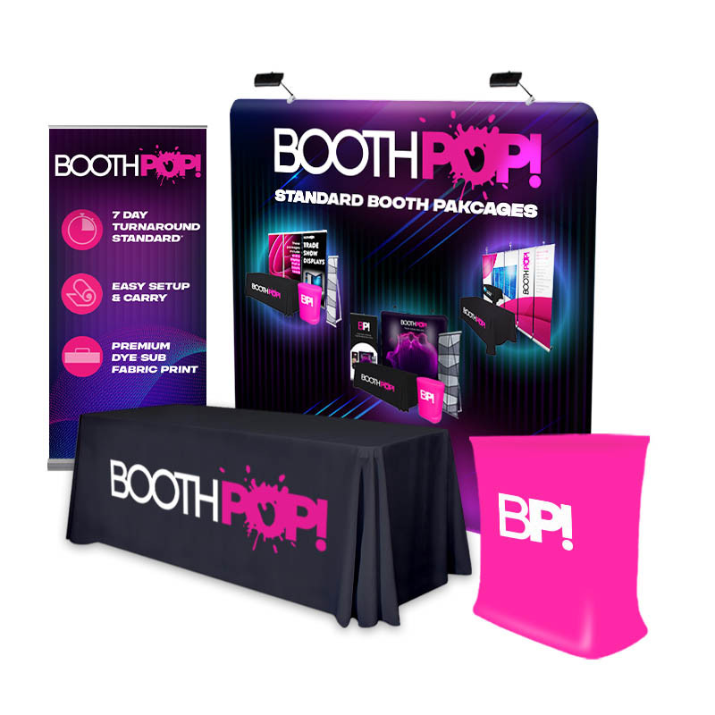 BoothPOP! Complete Trade Show Standard Booth Package (A) w/ Straight ...