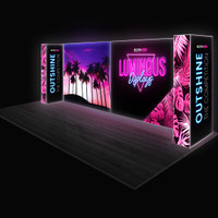 Luminous 20ft. Wall + Pillars Backlit Trade Show Booth Display Kit (E)