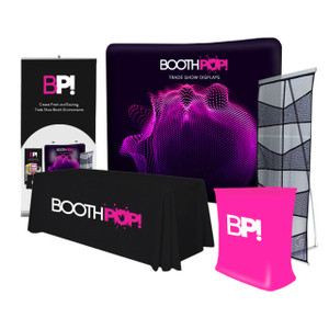 BoothPOP! Complete Trade Show Standard Booth Package (A) w/ Curved Tube Display