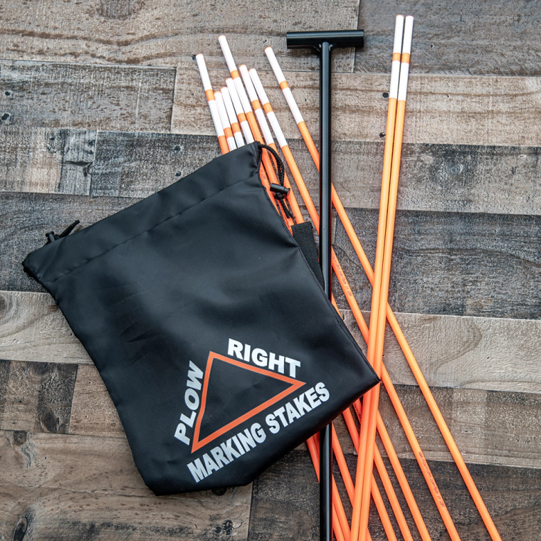 26" orange double reflective marking stakes with carrying pack & installation tool