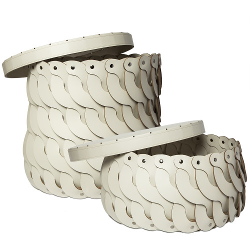 Leather Weave Covered  Basket