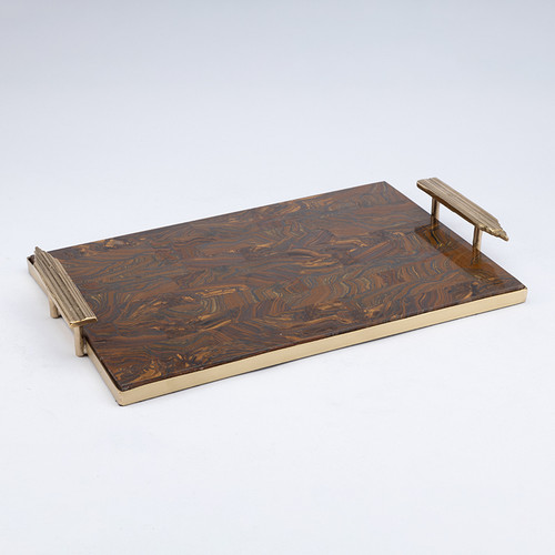 Tiger Eye Ribbed Handle Tray