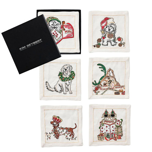 Xmas Dog Pack Cocktail Napkin (set of 6 in a gift box)