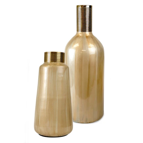 Linear Metal Top Vase