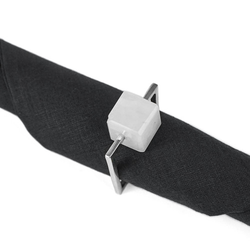 Crystal cubes napkin rings (silver)