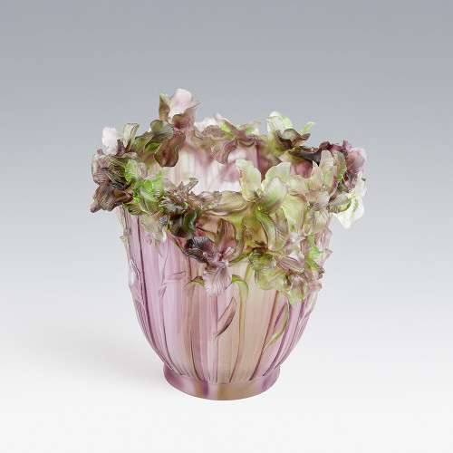 Irises crystal vase- Purple/Green