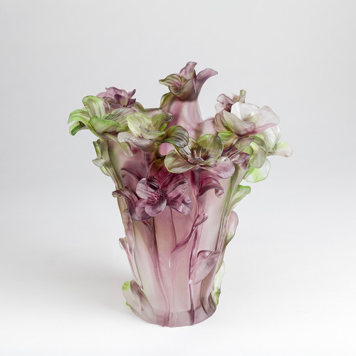 Violets crystal vase- Purple/Green