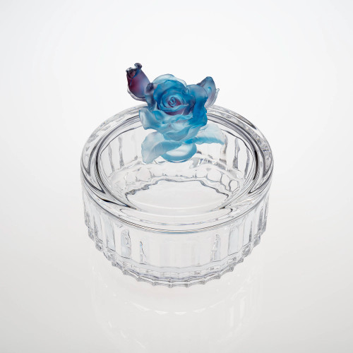 Rose pate de verre- blue