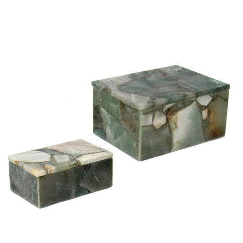Green Agate Boxes- 2 Piece Set