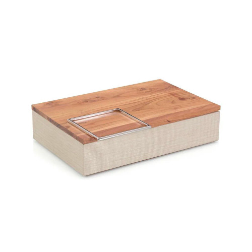 White Confetti Leather and Wood Box Box I
