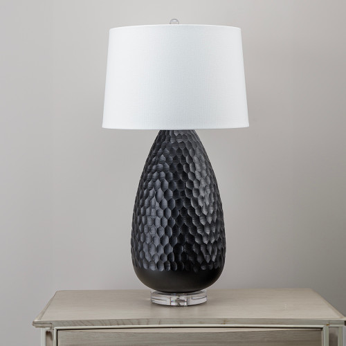 Mango Wood chiseled honeycomb lamp