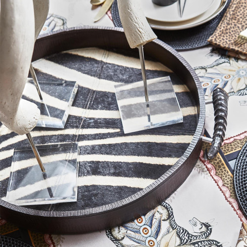 Zebra Hide & Horn Decorative Tray