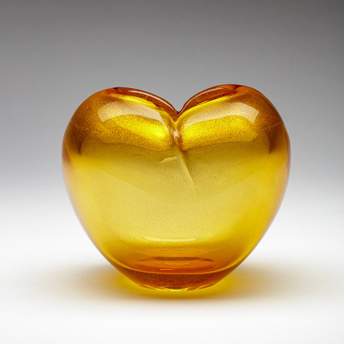 Murano heart vase- Amber/Gold