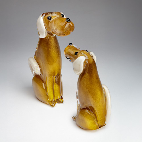 Large Murano Dog - Amber Gold