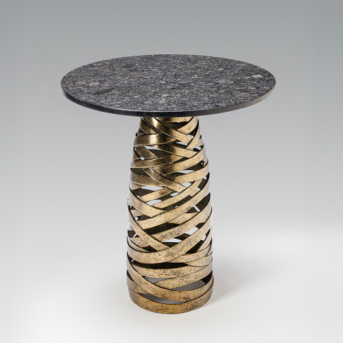 Marble Round End Table- Antique Brass