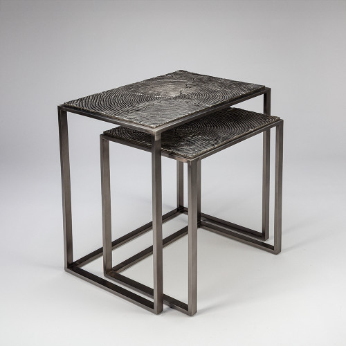 Woodgrain Nesting Tables- Antique Nickel