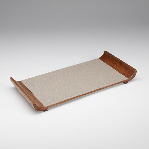 Shagreen tray w/ handles - mink
