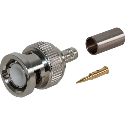 RF RFB-1106-2 INDUSTRIES BNC Male Connector for RG58/U, RG58A/U, RG141 and Ultralink Cable.Nickle Plated Body, Gold Pin.Crimp Center Pin, Crimp on