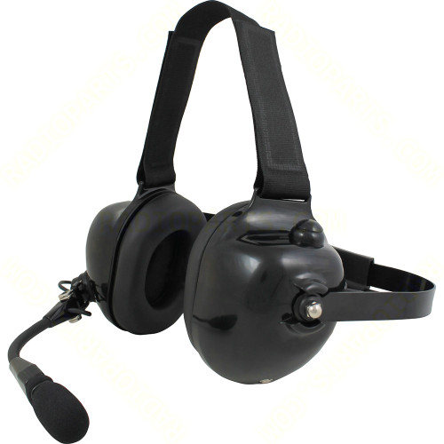 Pryme HDS-EMB Flat Black Dual-Muff Noise Reducing Headset