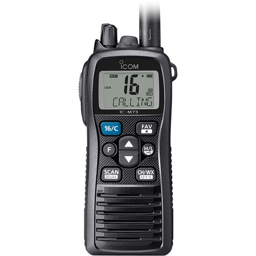 Icom M73 Handheld VHF Marine Radio - 6W, IPX8 Submersible, AquaQuake, 700mW Loud Audio