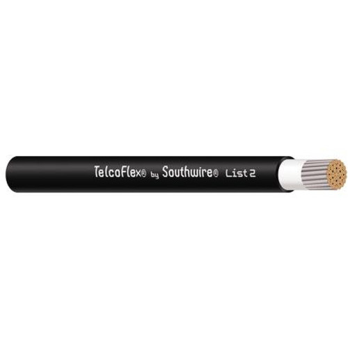 SOUTHWIRE 56987501 Telcoflex II Central Office Power Cable, 8 Awg, Single Conductor, Class 1 Flexible Strand Without Braid, Lszh, 600 Volts, Black