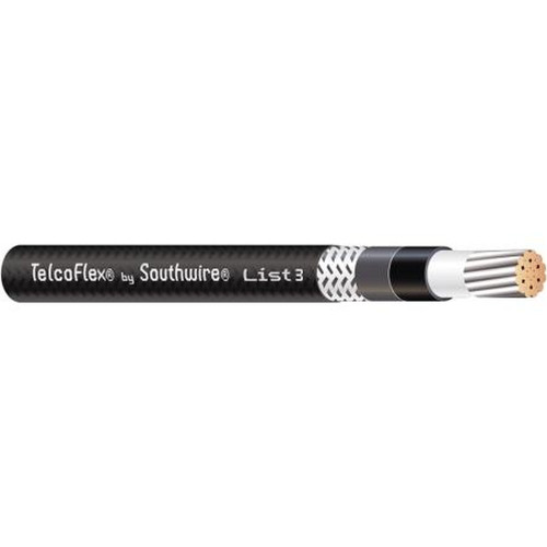 SOUTHWIRE 56986101 Telcoflex III Central Office Power Cable, 6 Awg, Single Conductor, Class B Strand with Braid, Lszh, 600 Volts, Black