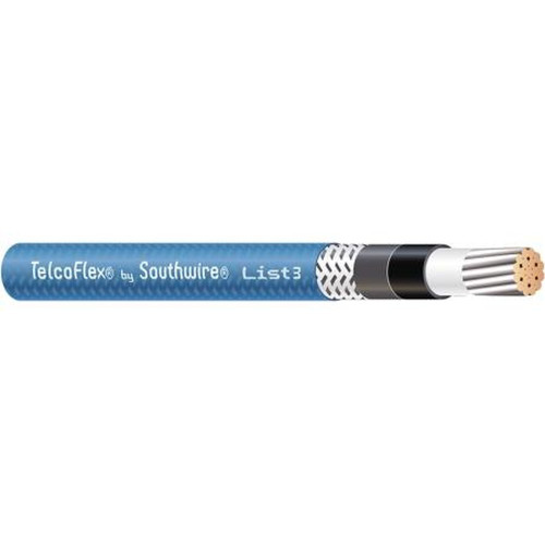 SOUTHWIRE 56969401 Telcoflex III Central Office Power Cable, 12 Awg, Single Conductor, Class B Strand with Braid, Lszh, 600 Volts, Blue