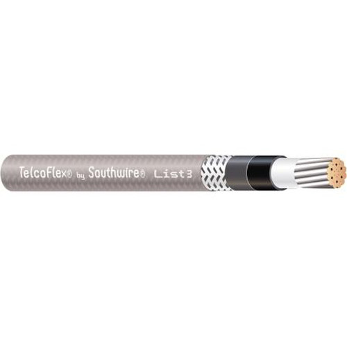 SOUTHWIRE 56969501 Telcoflex III Central Office Power Cable, 12 Awg, Single Conductor, Class B Strand with Braid, Lszh, 600 Volts, Gray